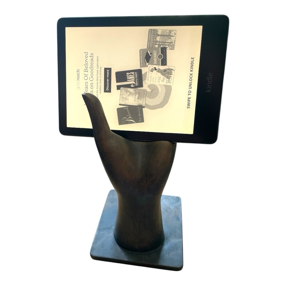 Grandin Road hand sculpture/phone holder, whimsical and functional,bronze look